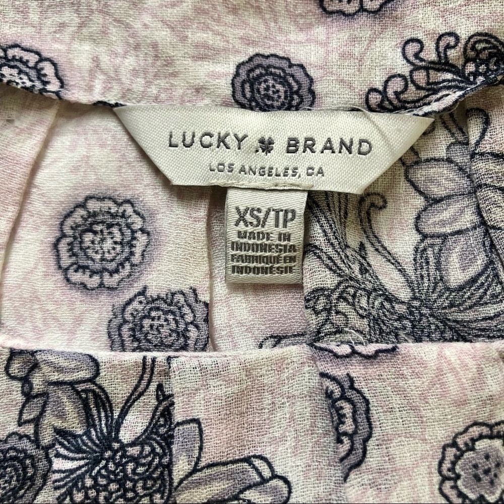 Lucky Brand semi-sheer crepe buttoned lotus top XS - Picture 7 of 8
